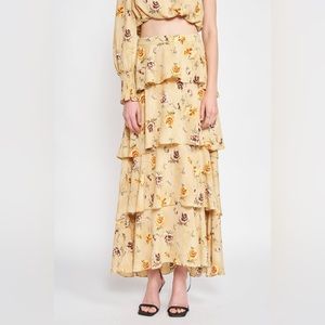 En Saison Celia Marigold Floral Maxi Skirt (M)